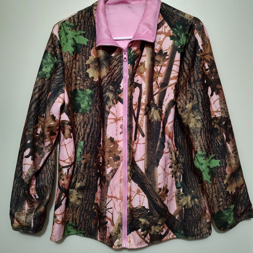 Aqua Stop Ladies Reversible Camo/Pink Fleece Jacket